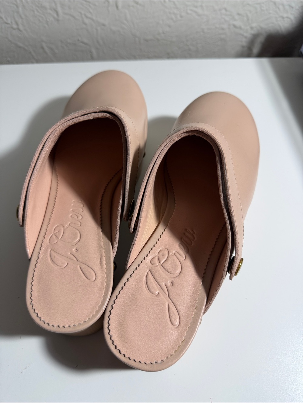 J. Crew Women’s Nude Faux-Leather Studded Clog Mules - Picture 2 of 5